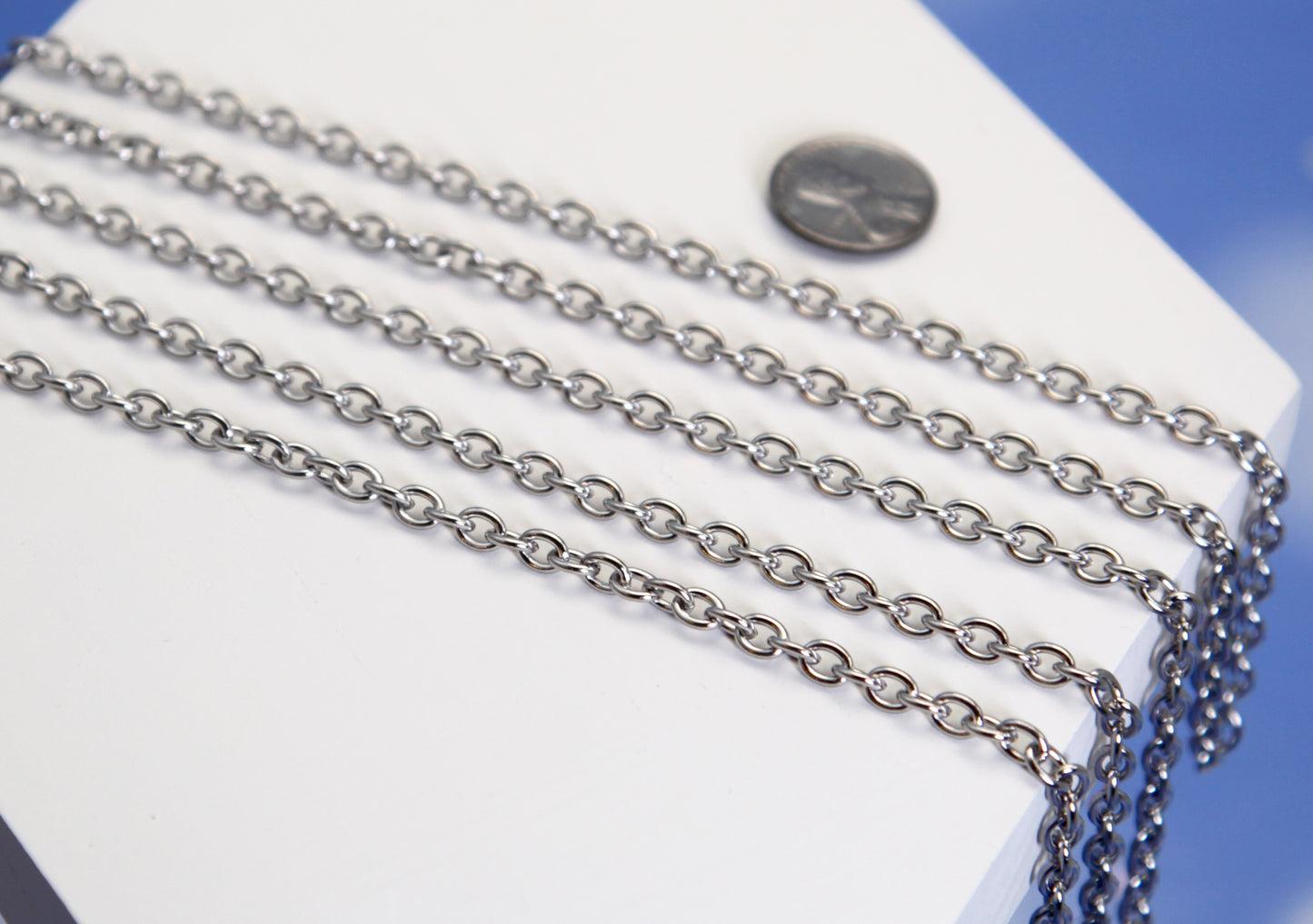 Stainless Steel Chain - Strong Silver Tone Chain for Jewelry Making - 5 feet / 1.5 meters