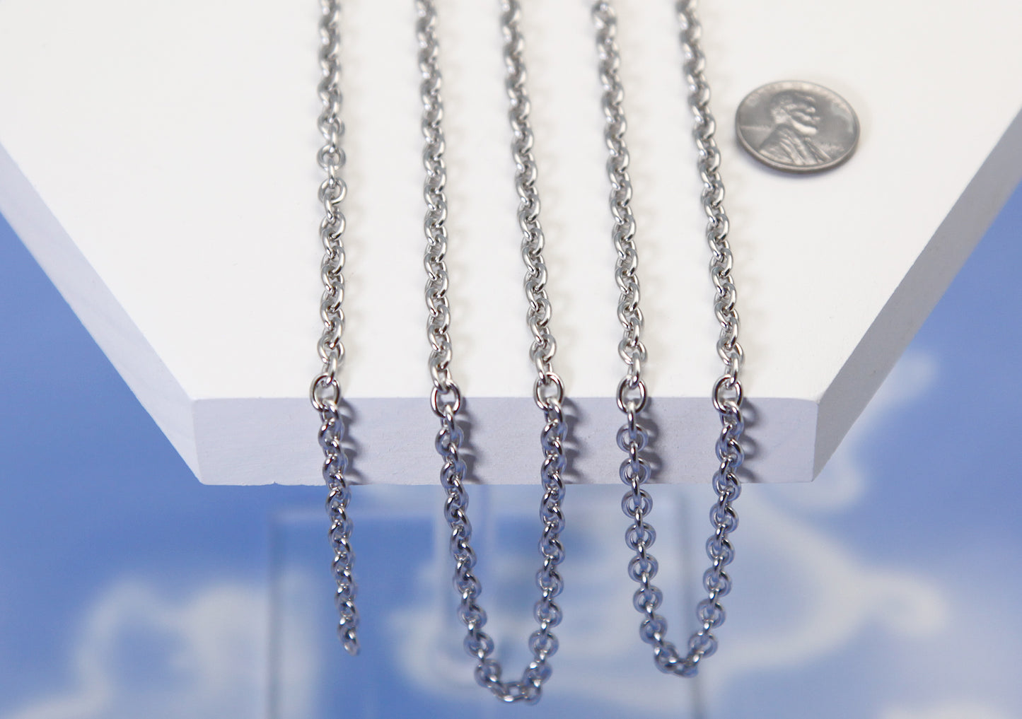 Stainless Steel Chain - Strong Silver Tone Chain for Jewelry Making - 5 feet / 1.5 meters