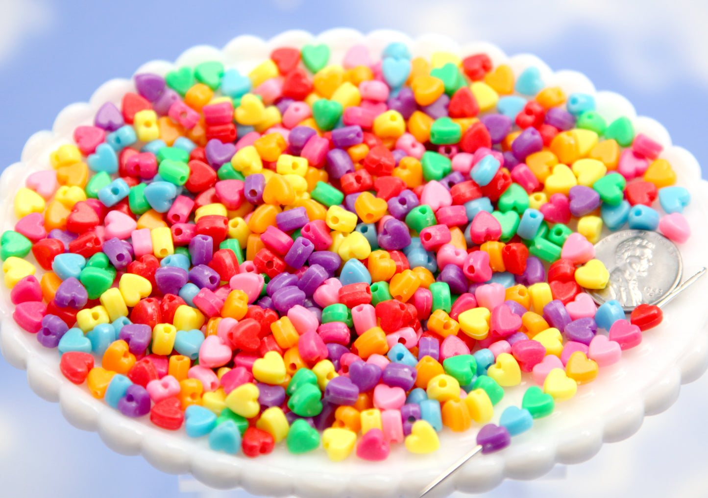 Tiny Heart Beads: 6mm Colorful Acrylic Heart Shape Spacer Beads (500 pieces)