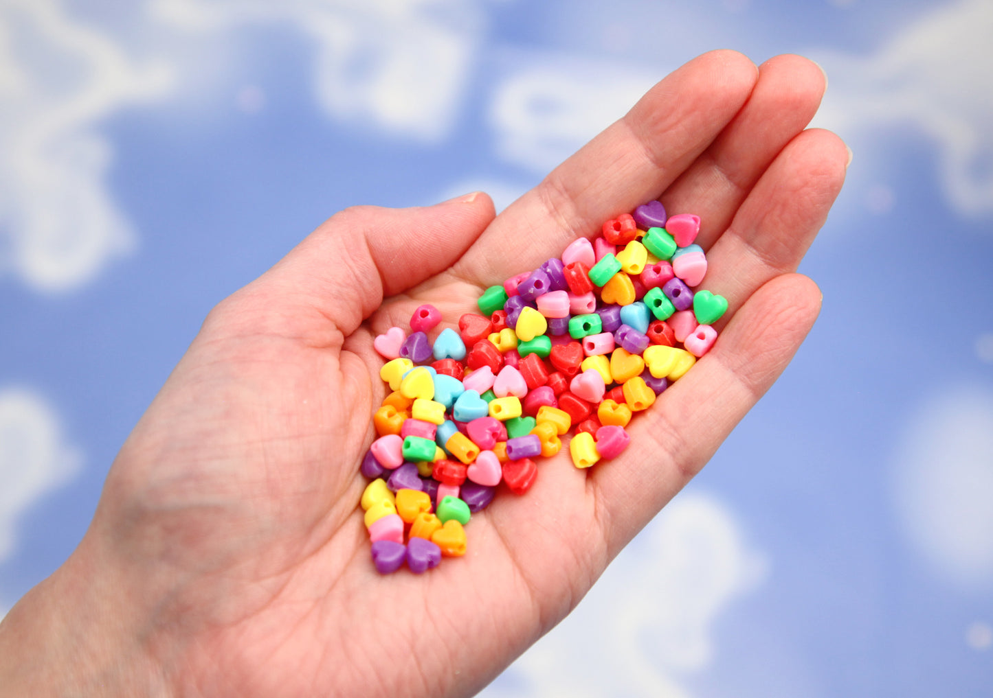 Tiny Heart Beads: 6mm Colorful Acrylic Heart Shape Spacer Beads (500 pieces)