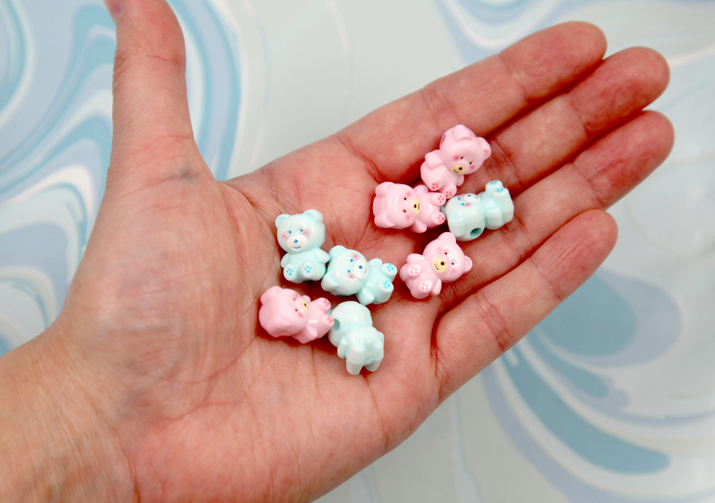 80's Style Bear Beads - 10 pieces - Pastel Candy Bears Cute Acrylic or Resin Bead
