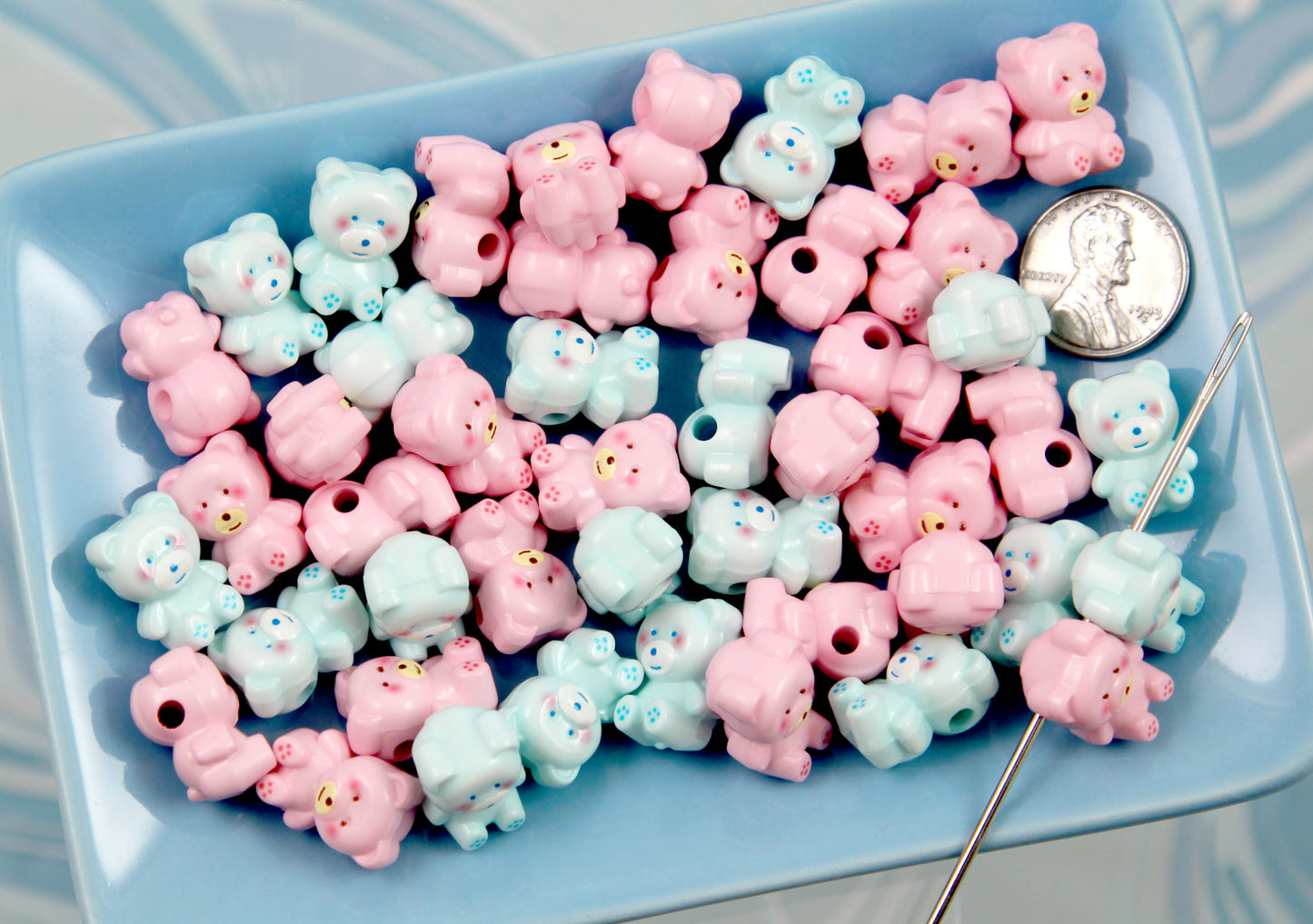 80's Style Bear Beads - 10 pieces - Pastel Candy Bears Cute Acrylic or Resin Bead