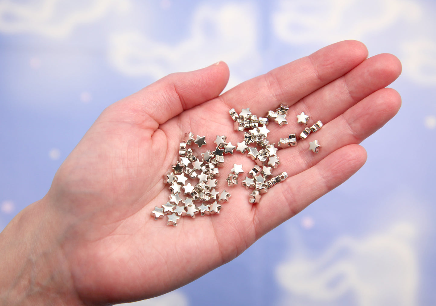 TINY Silver Star Beads - 100 pcs - 6mm Super Small Star Bead - Electroplated Plastic - Spacer Beads  Easily make any kind of jewelry