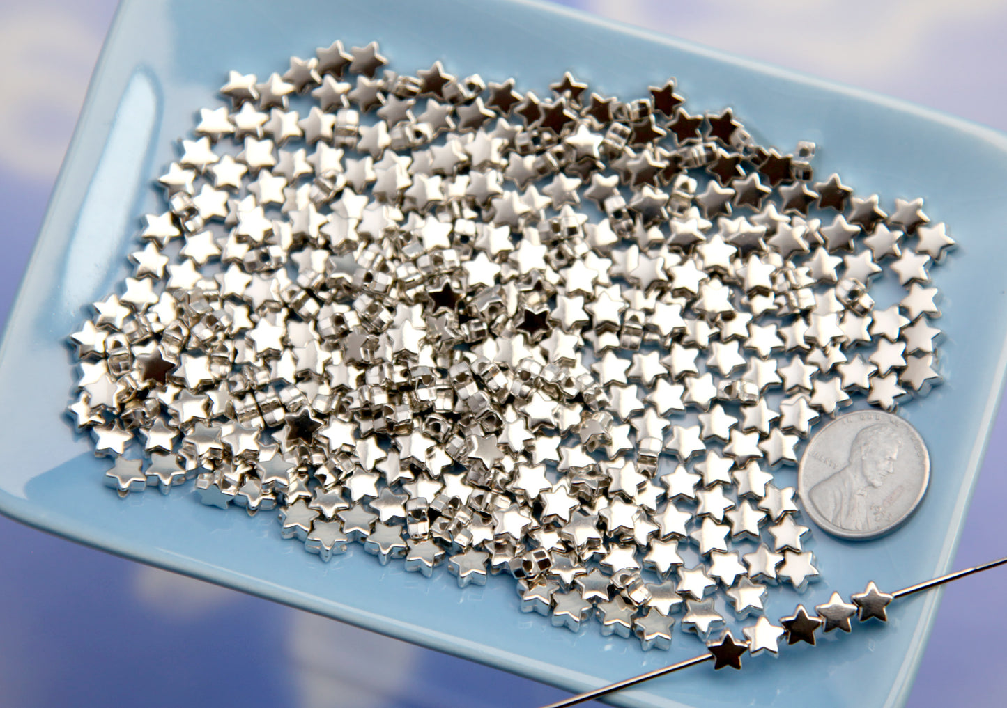 TINY Silver Star Beads - 100 pcs - 6mm Super Small Star Bead - Electroplated Plastic - Spacer Beads  Easily make any kind of jewelry