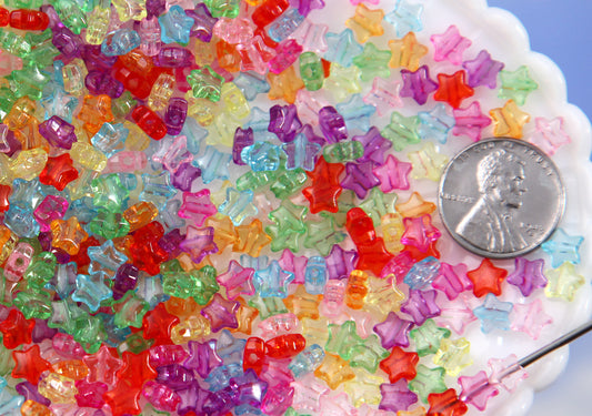 Translucent Tiny Star Beads: 6mm Colorful Acrylic Spacer Beads (500 pieces)