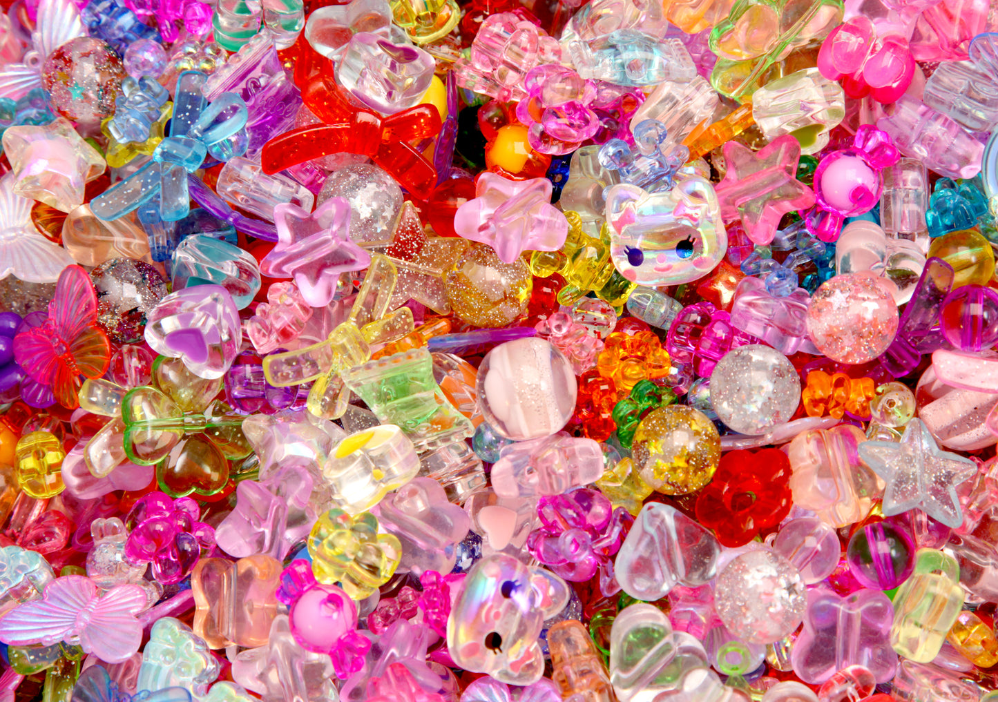 Acrylic Bead Grab Bag - Translucent Colors - Cute Mixed Lot of Plastic Beads - kandi, ispy, sensory crafts, jewelry making - Approx 200 pc