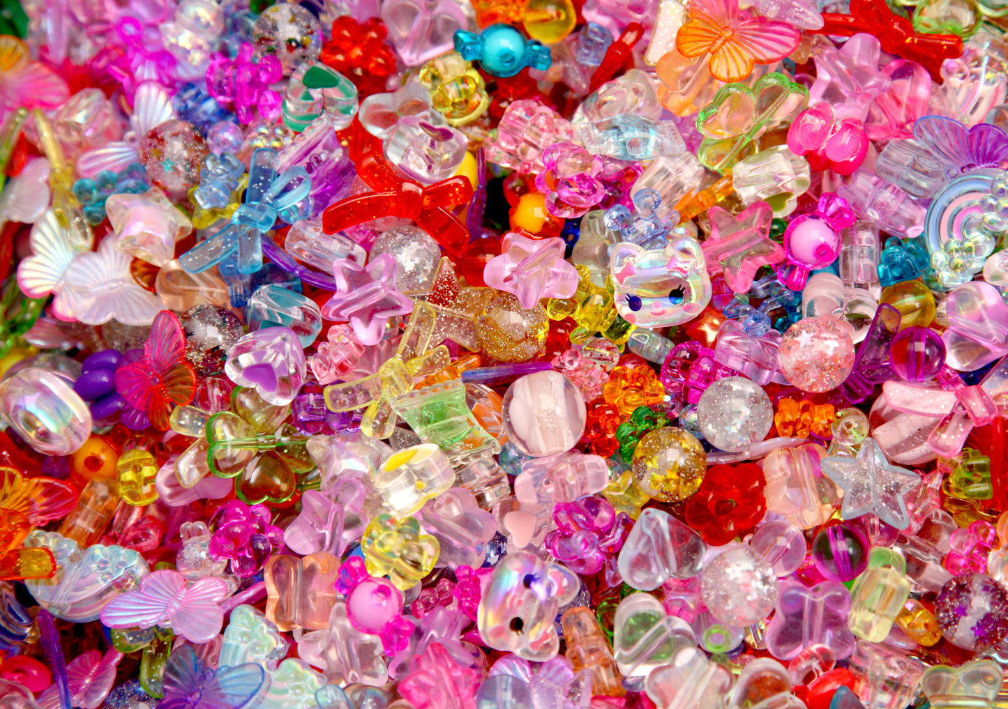 Acrylic Bead Grab Bag - Translucent Colors - Cute Mixed Lot of Plastic Beads - kandi, ispy, sensory crafts, jewelry making - Approx 200 pc