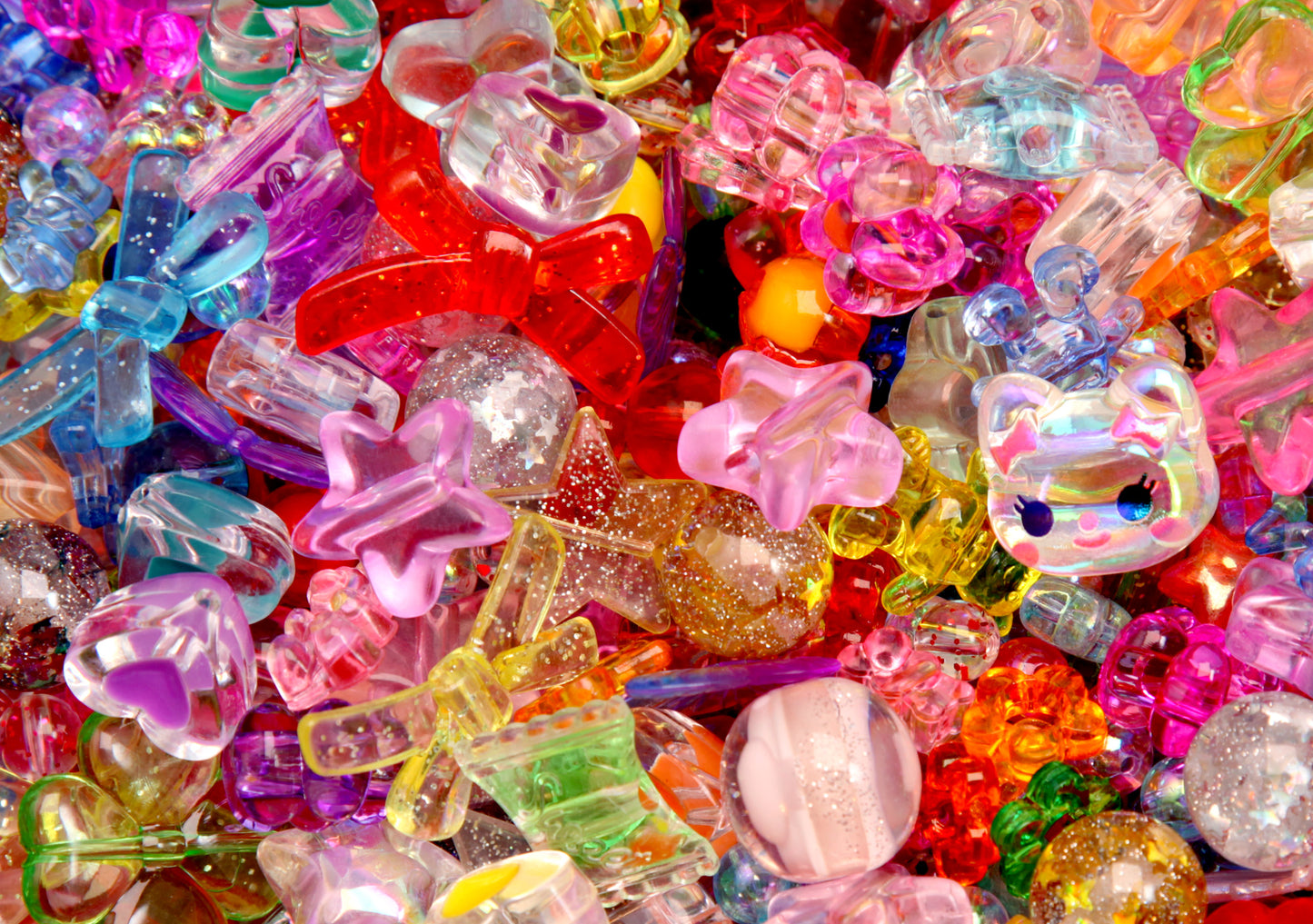 Acrylic Bead Grab Bag - Translucent Colors - Cute Mixed Lot of Plastic Beads - kandi, ispy, sensory crafts, jewelry making - Approx 200 pc