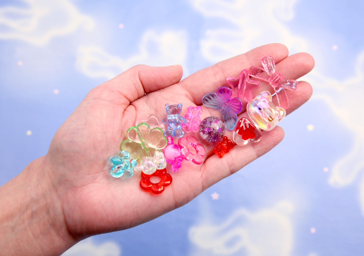 Acrylic Bead Grab Bag - Translucent Colors - Cute Mixed Lot of Plastic Beads - kandi, ispy, sensory crafts, jewelry making - Approx 200 pc