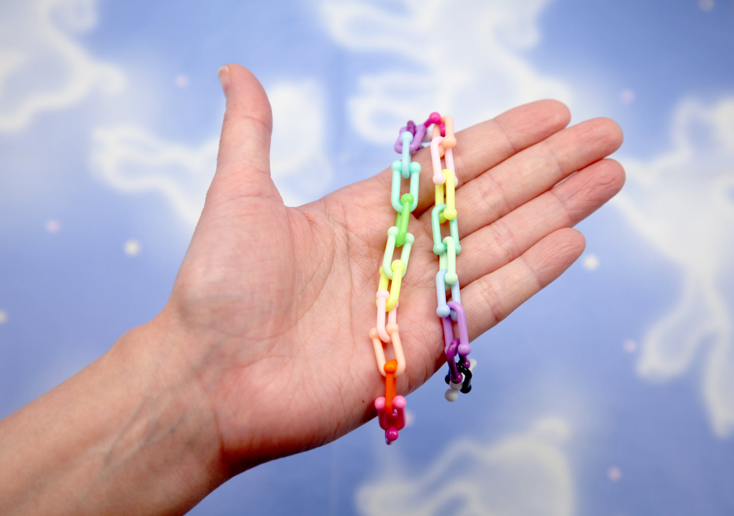 U-Shape Plastic Chain Links - 80 pieces - 18mm Colorful U shaped Plastic or Acrylic Chain Links - Mixed Colors