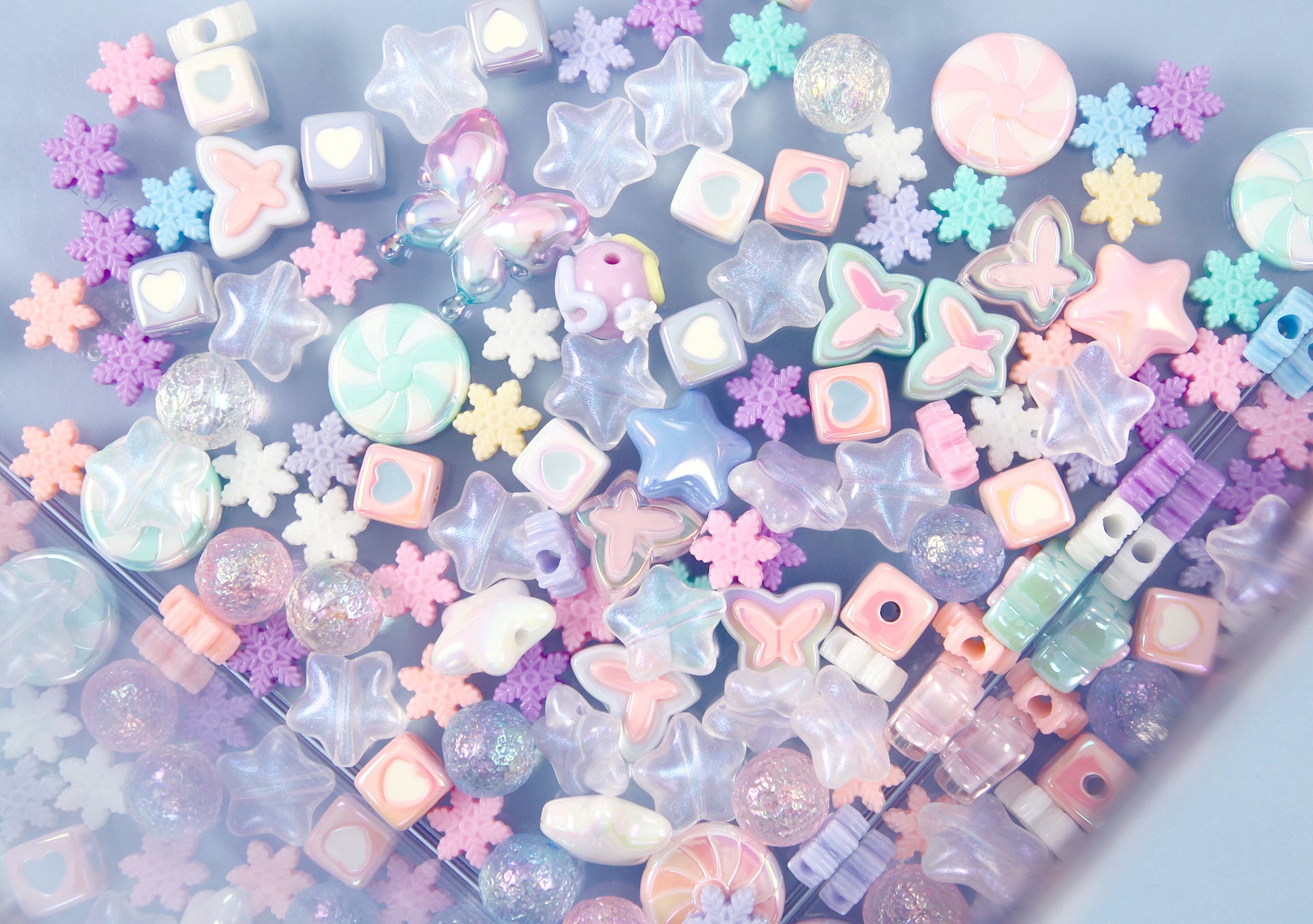 100 Mixed Pastel Color Acrylic Star Beads Charms 14mm Jewelry