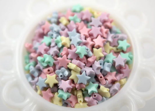 Pastel Star Beads - 10mm Tiny Plastic Pastel Star Beads - 275 pc set