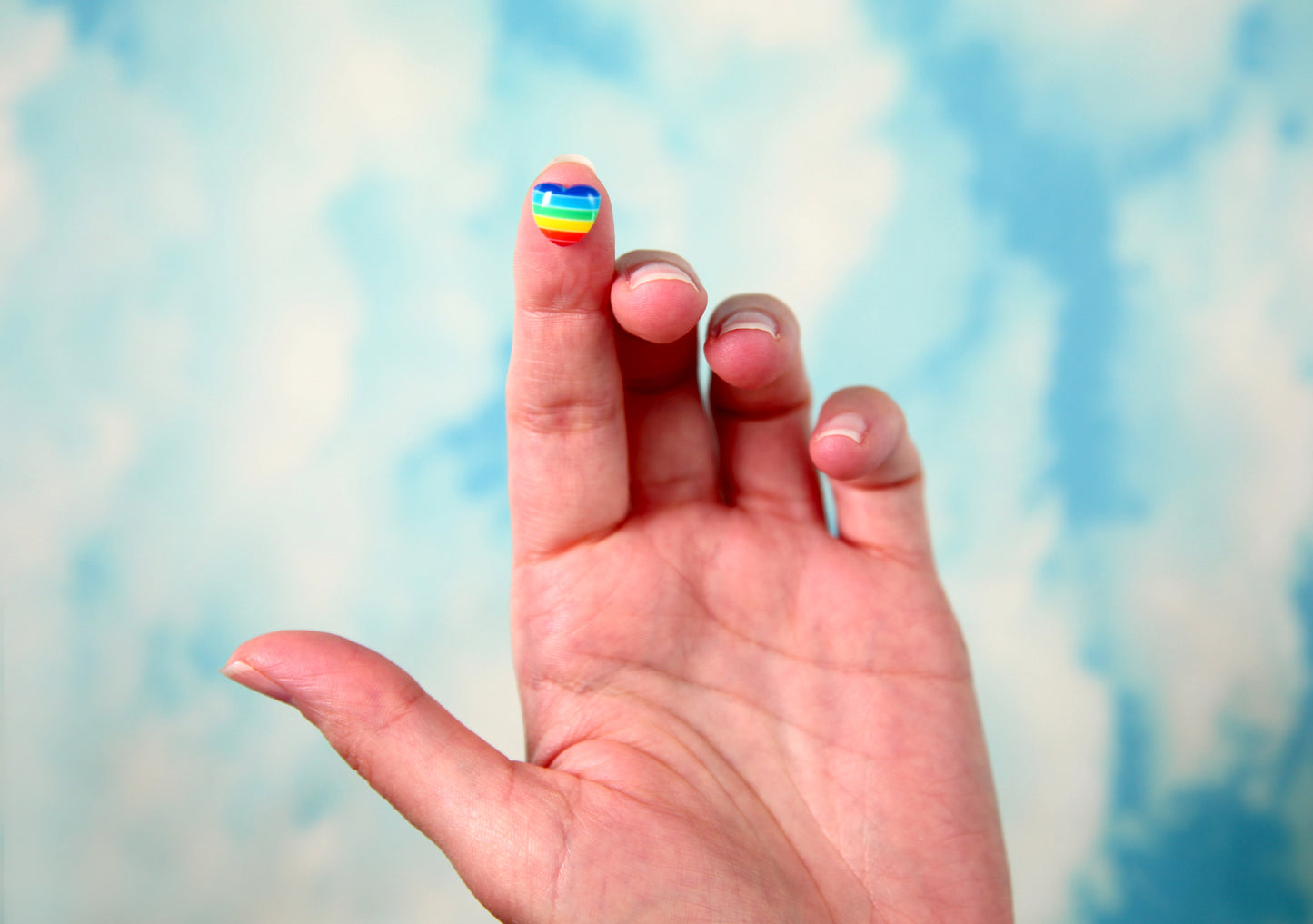 Tiny Rainbow Hearts - 10mm Tiny Classic Rainbow Striped Hearts Resin Flatback Cabochons - 12 pc set