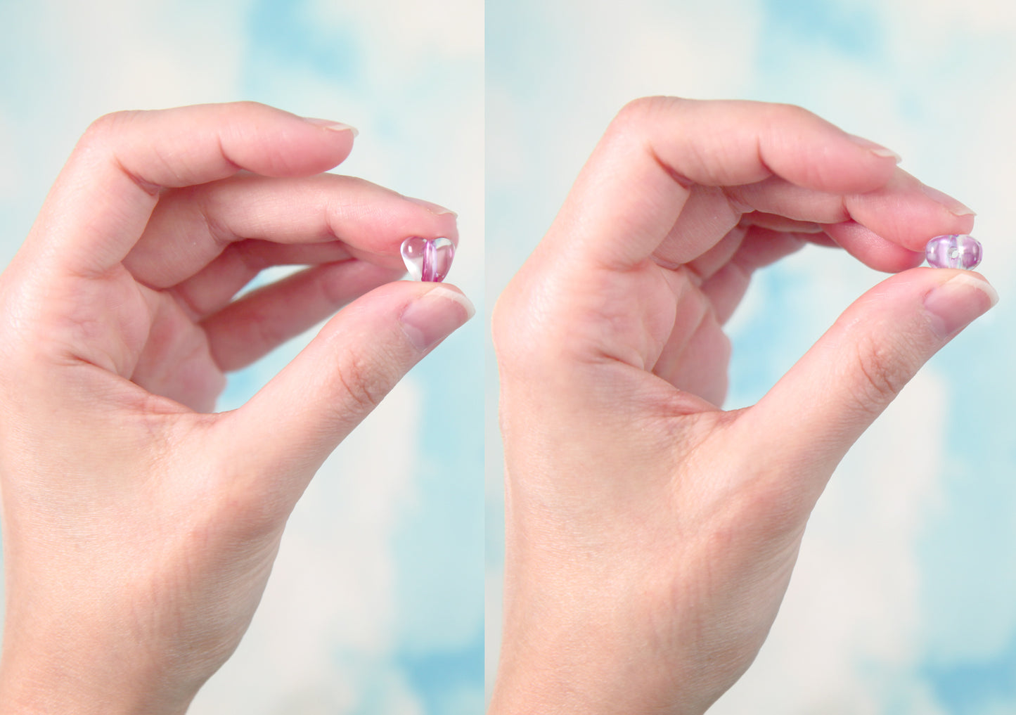 Heart Beads - 10mm Transparent with Colorful Core Heart Acrylic or Resin Beads - 100 pcs set