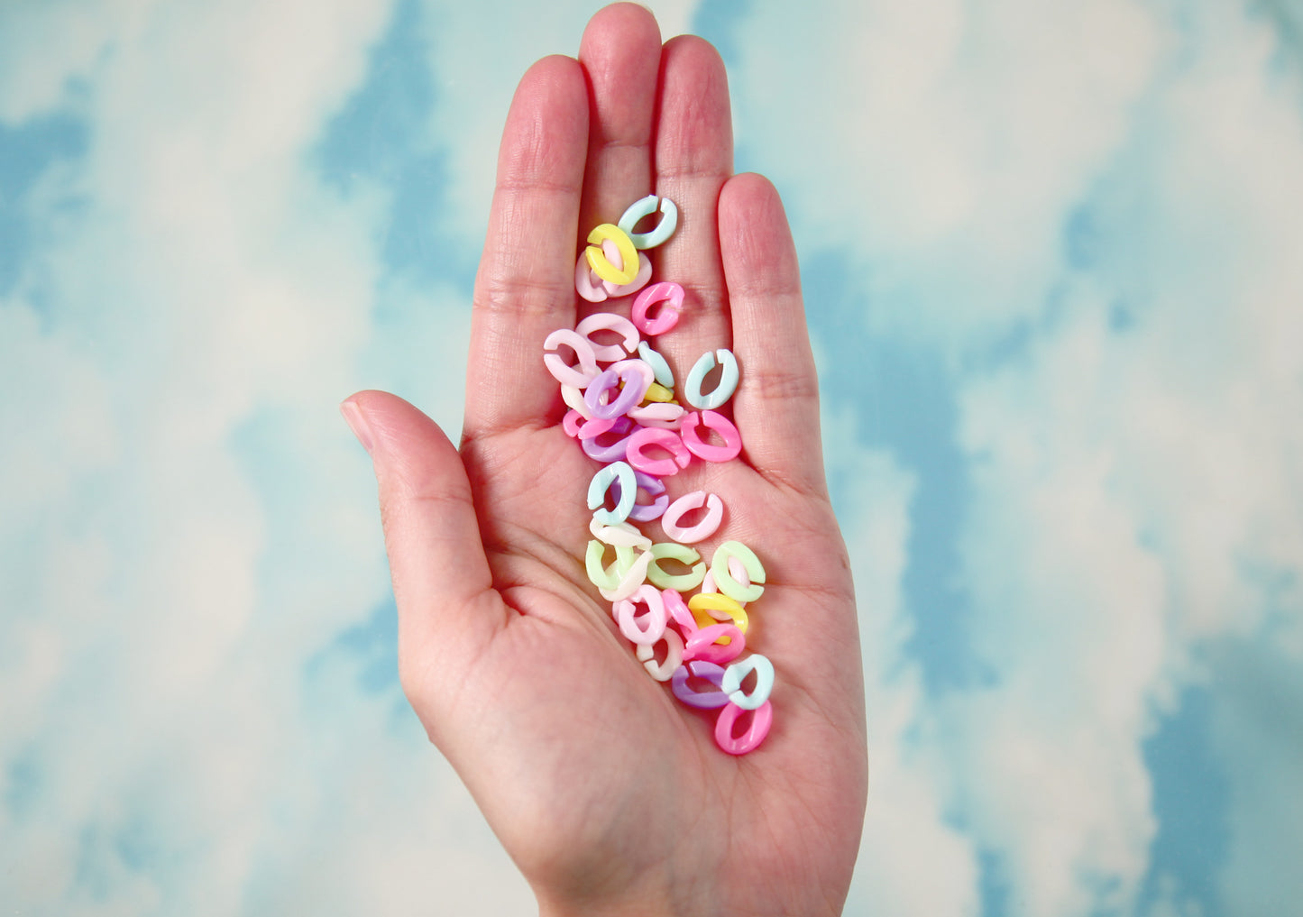 Plastic Chain Links - 11mm Small Pastel Curb Chain Plastic or Acrylic Chain Links - Mixed Colors - 200 pc set