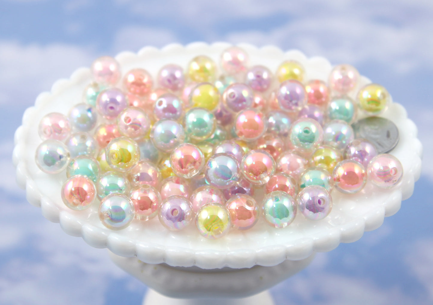 Pastel Beads - 12mm AB Double Inner Pastel Acrylic or Plastic Beads - 50 pc set