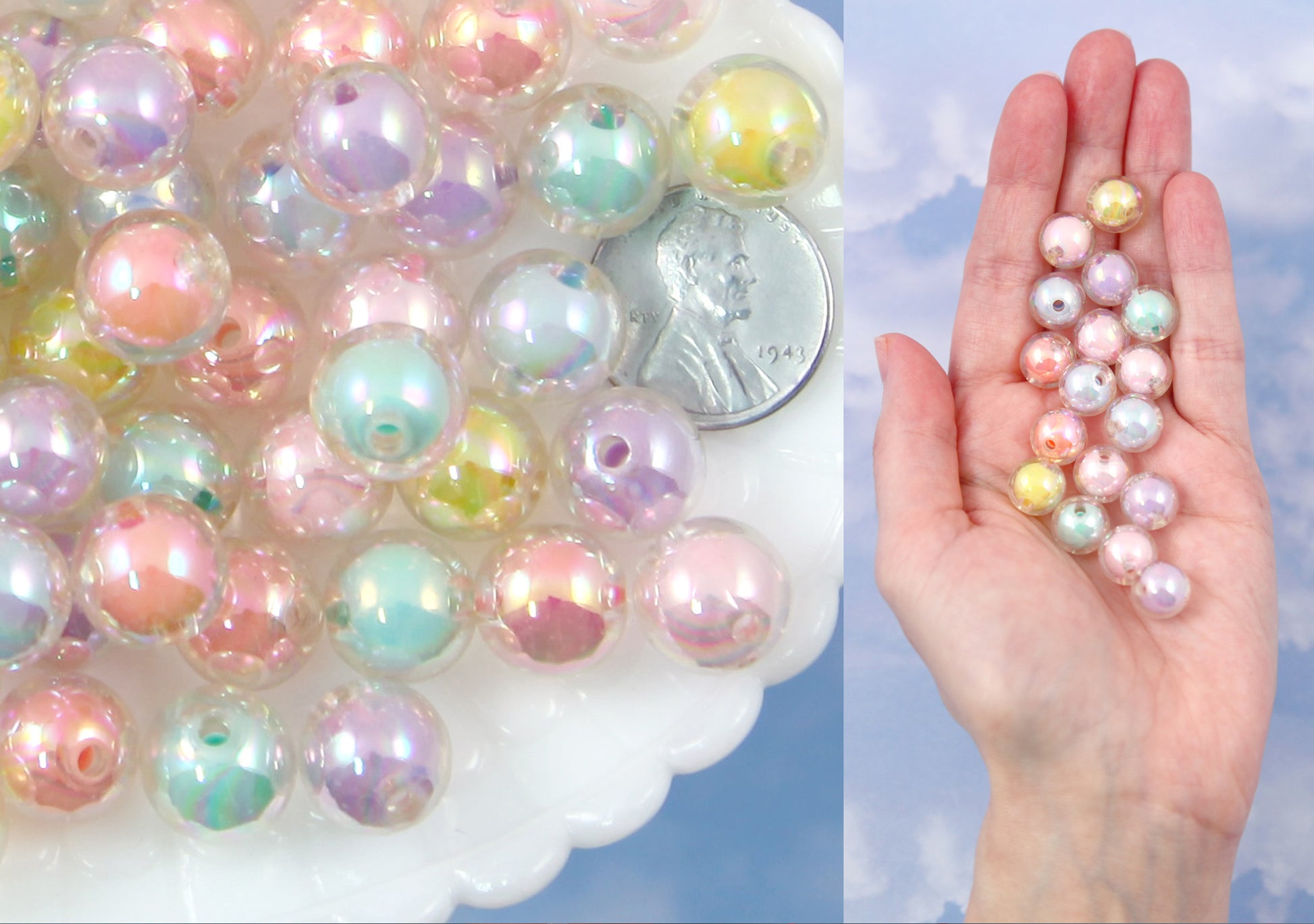 Pastel Pearl Mix 13mm Flower Plastic Beads (120pcs)