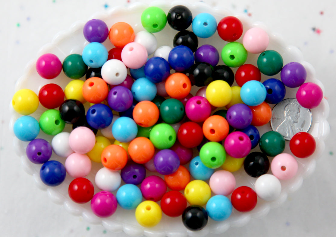 12mm Gumball Bubblegum Resin or Acrylic Beads - 60 pcs set