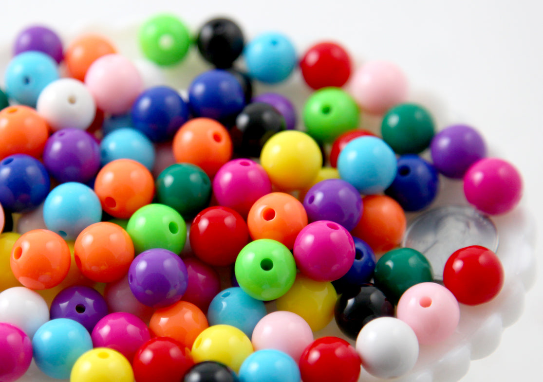 12mm Gumball Bubblegum Resin or Acrylic Beads - 60 pcs set