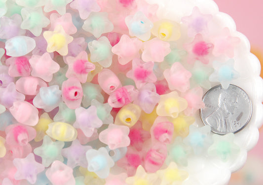 Acrylic Flower Beads - 12mm Small Pastel Transparent Acrylic