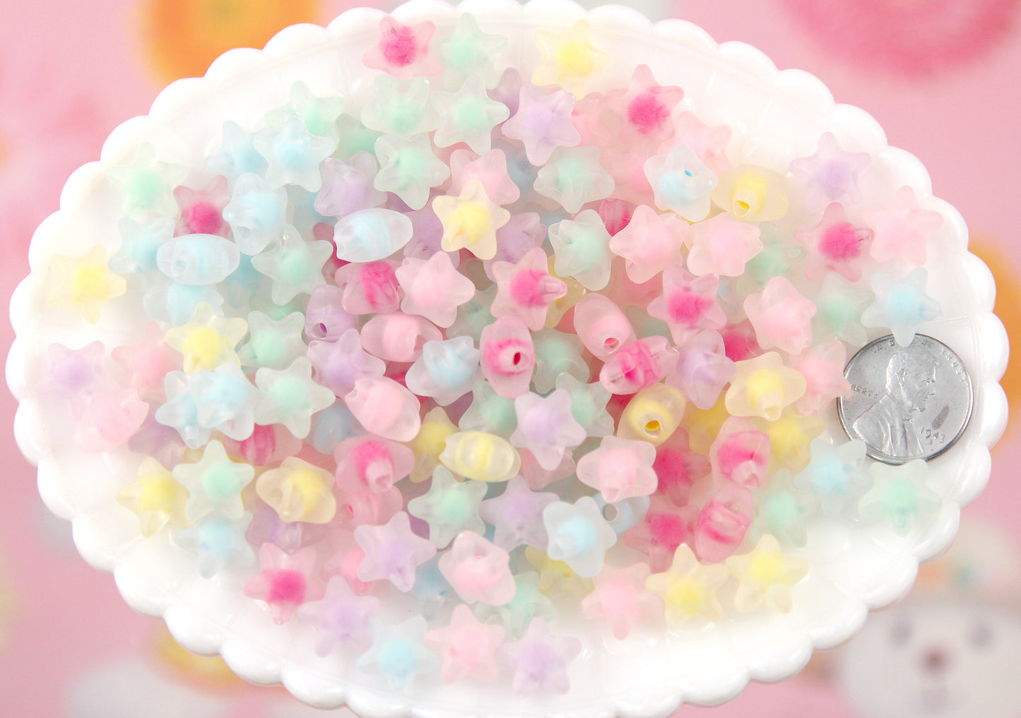 Pastel Star Beads - 12mm Small Pastel Matte Finish Acrylic Star Beads with Inner Bead - Cute Colorful Little Resin Star Beads - 150 pc set
