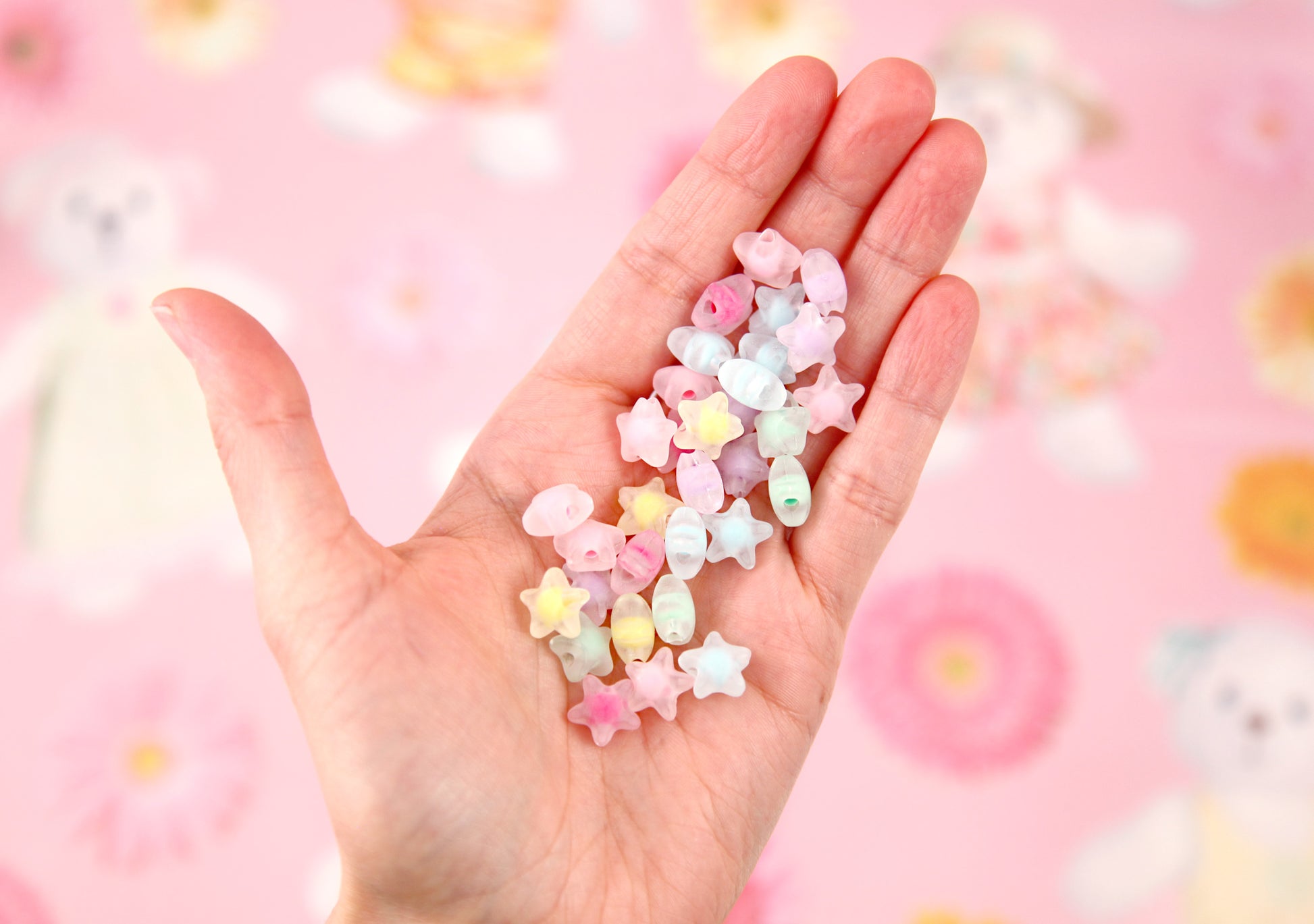 Pastel Star Beads - 11mm Pastel Shimmer 3D Star Acrylic or Resin Beads –  Delish Beads