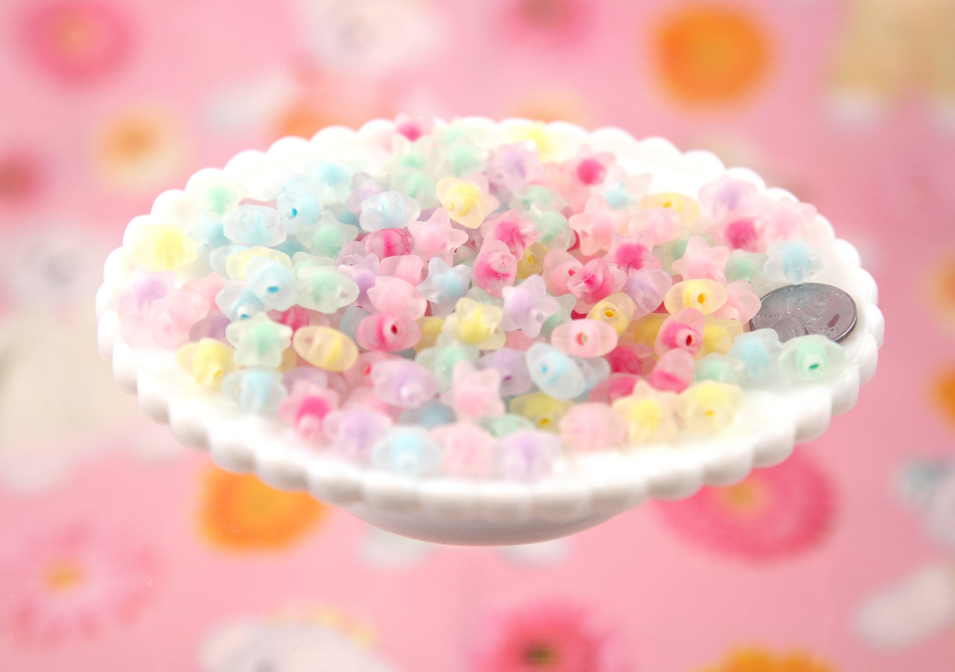 Star Beads - 12mm Small AB Stars Iridescent Pastel Resin or Acrylic Beads,  mixed color, small size beads - 150 pcs set