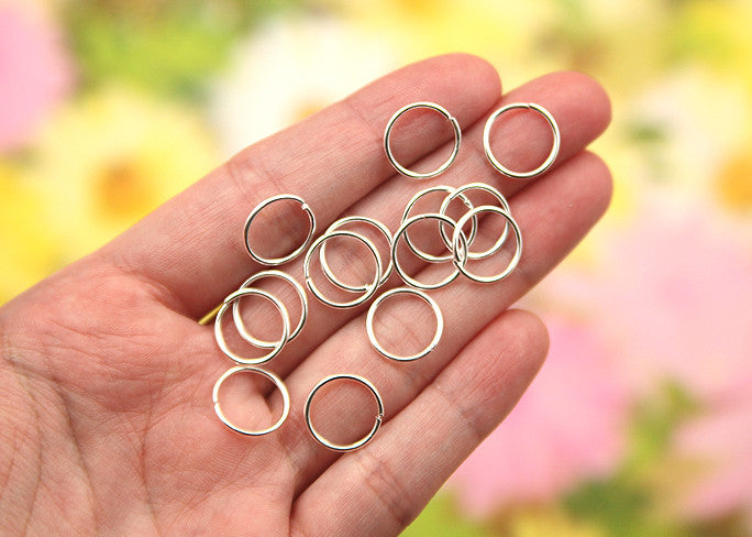 12mm Large Silver Plated Jump Rings, Brass, standard gauge, Lead-free, Nickel-free - 50 pcs set