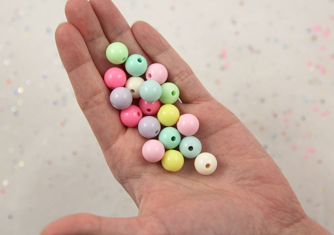 12mm Beautiful Bright Pastel Round Shape Acrylic or Resin Beads - 60 pcs set