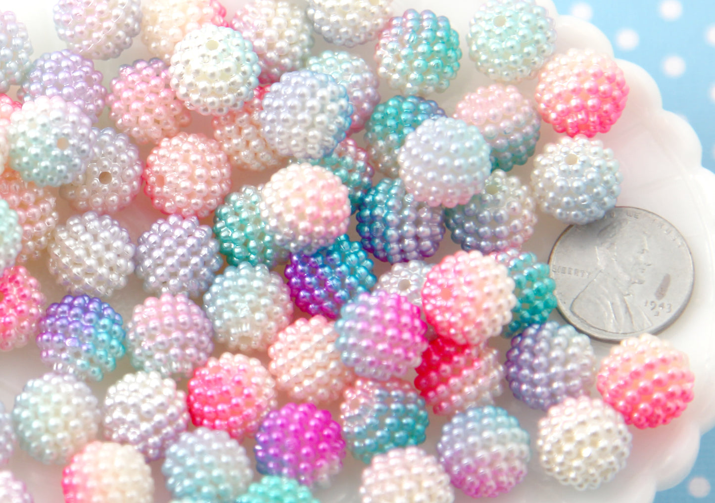 Berry Beads - 12mm Pastel Berry Beads Pearly Acrylic or Resin Beads - 50 pcs set