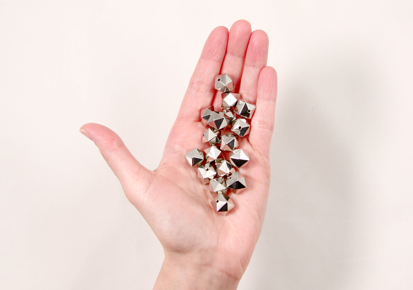 Spike Beads - 25 pc set - 17mm Spiky Stud Bead - Electroplated Silver - Drilled with Holes to Easily make Jewelry