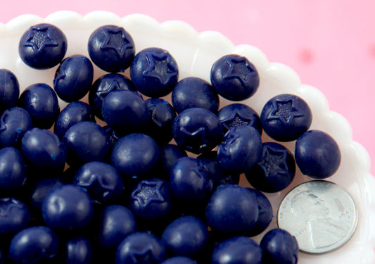 Fake Blueberries - 12mm Little Blueberries Soft Squishy Silicone Berry - 10 pc set