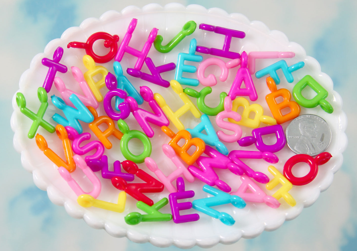 Plastic Letter Charms - 20mm Alphabet Letter Words Plastic or Acrylic Charms or Pendants - approx. 160 pcs set