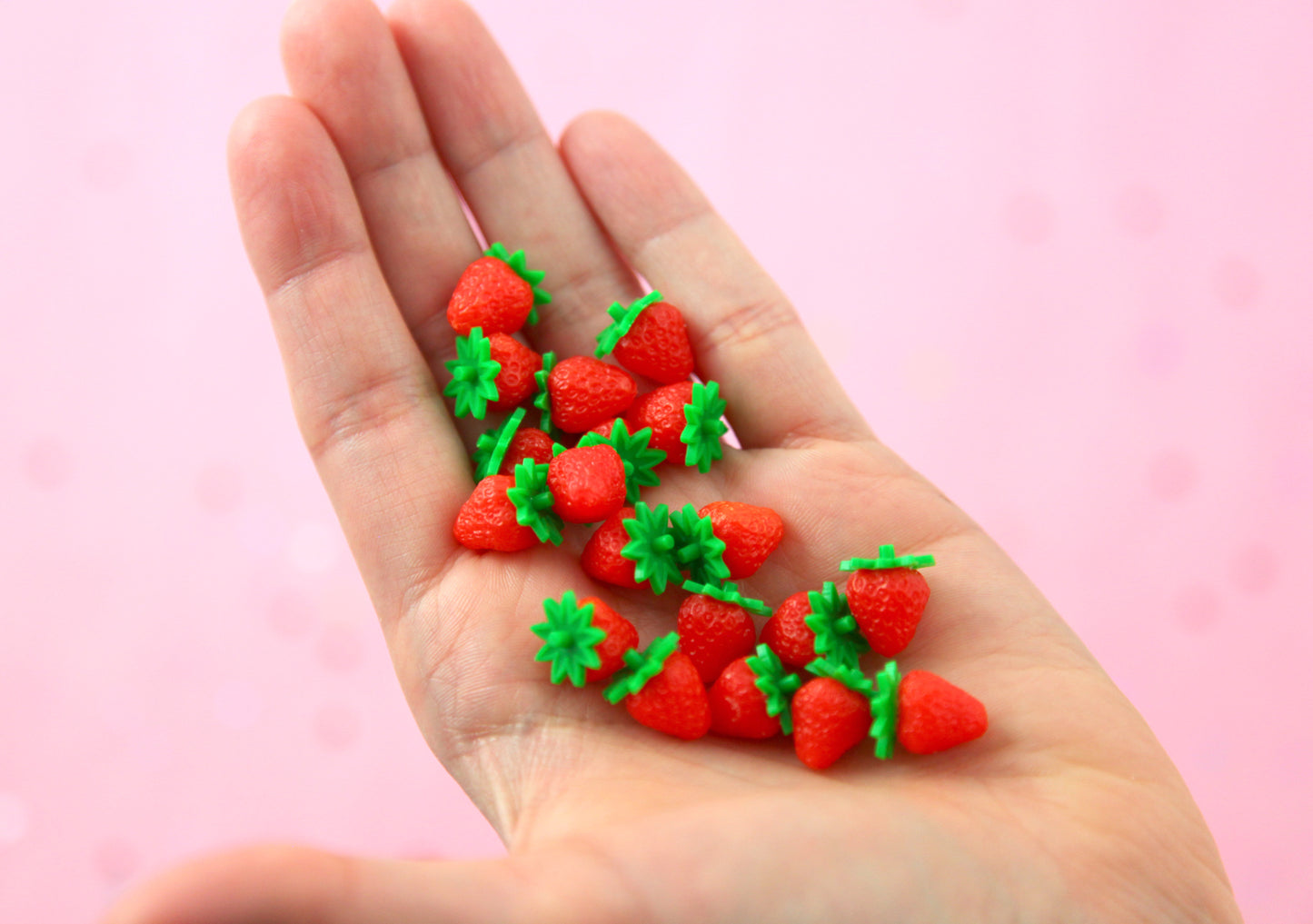 Fake Strawberries - 10mm Little Strawberry Soft Squishy Silicone Berry - 8 pc set