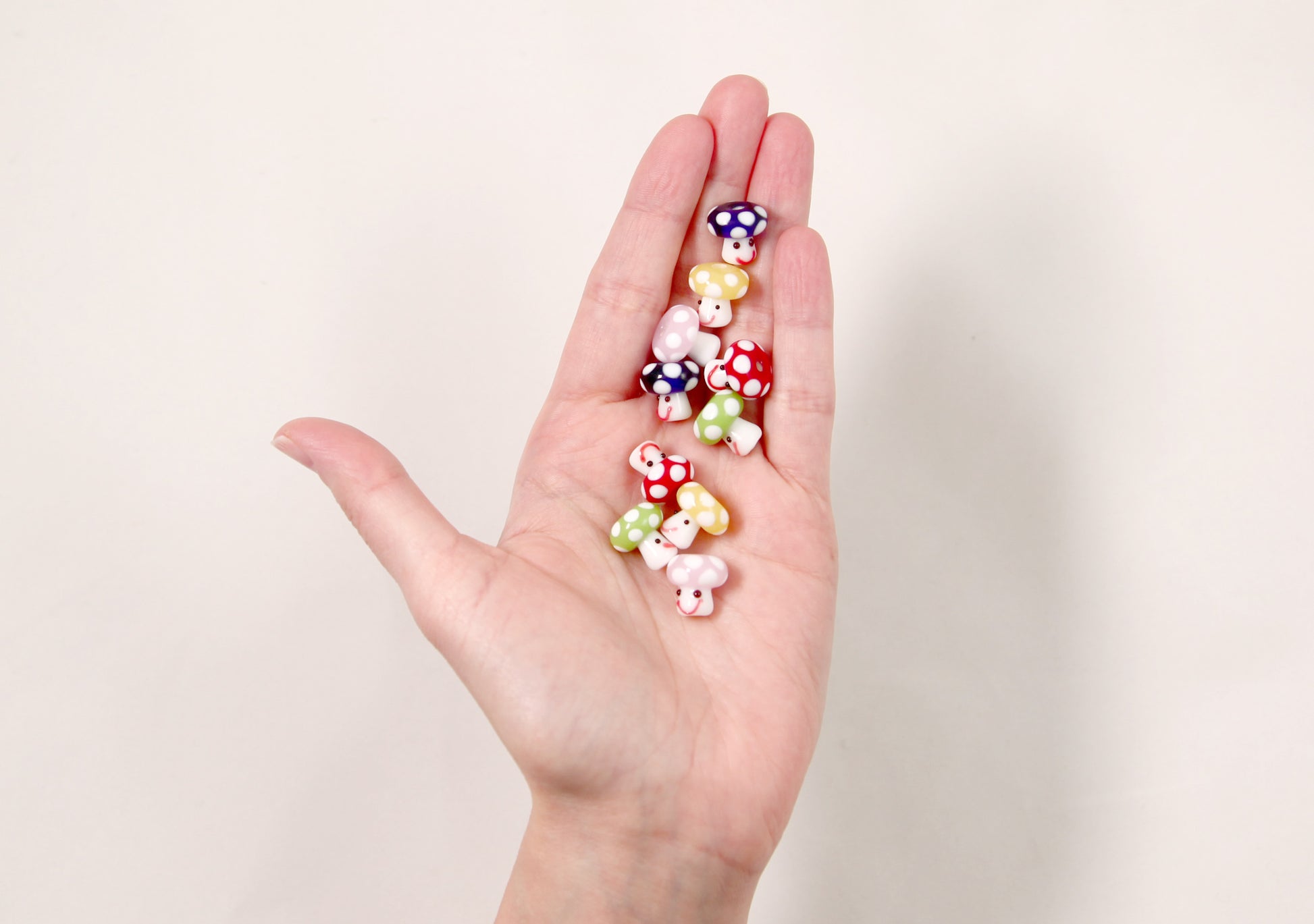 Handmade Glass Lampwork Mushroom Beads - 13mm Cute Mushrooms with Happ –  Delish Beads