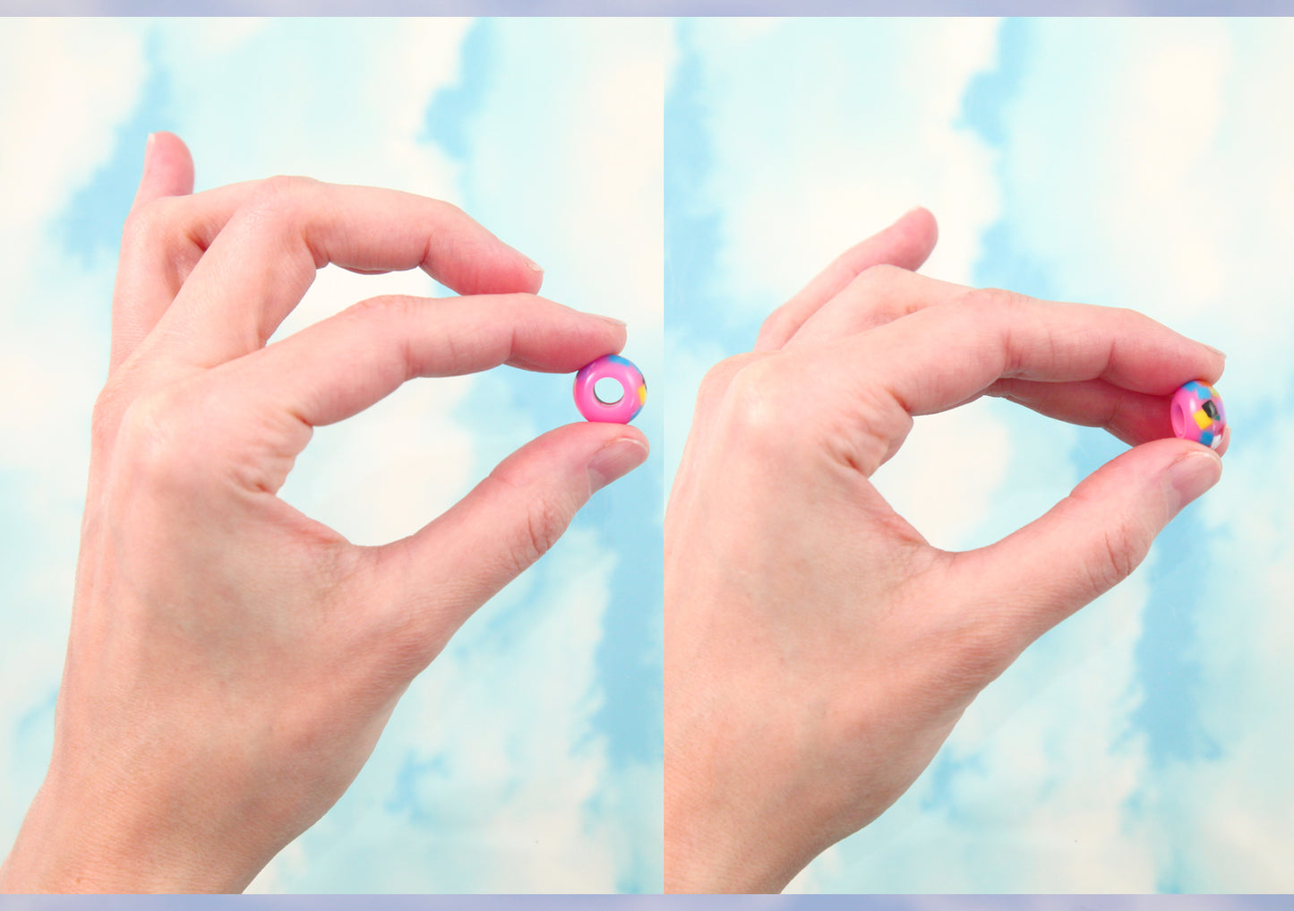 Colorful Resin Beads - 13mm Large Hole Confetti Rondelle Wide Euro Style Resin Beads - Super High Quality - 30 pcs set