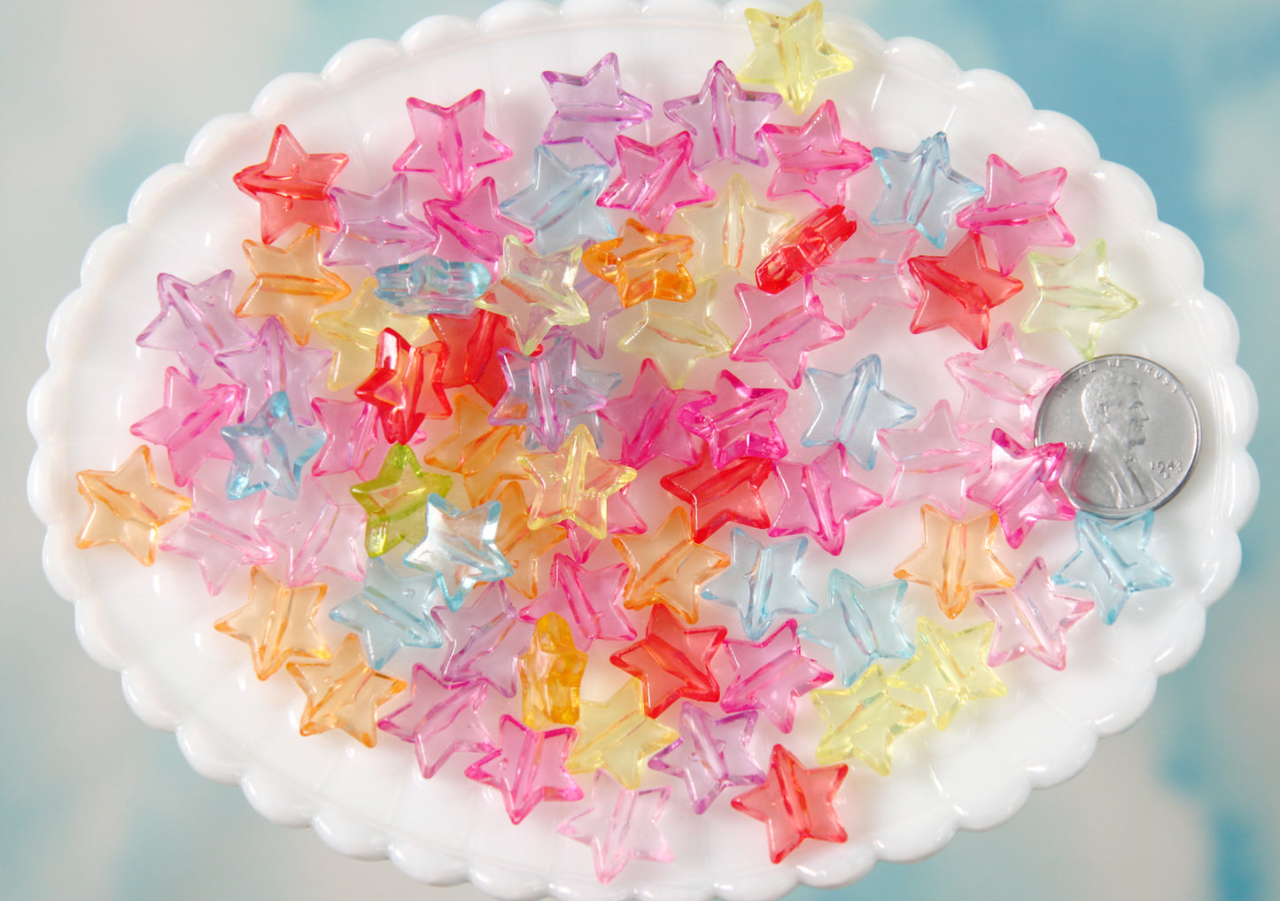 Transparent Star Beads - 14mm Colorful Transparent Star Acrylic or Resin Beads - 100 pcs set