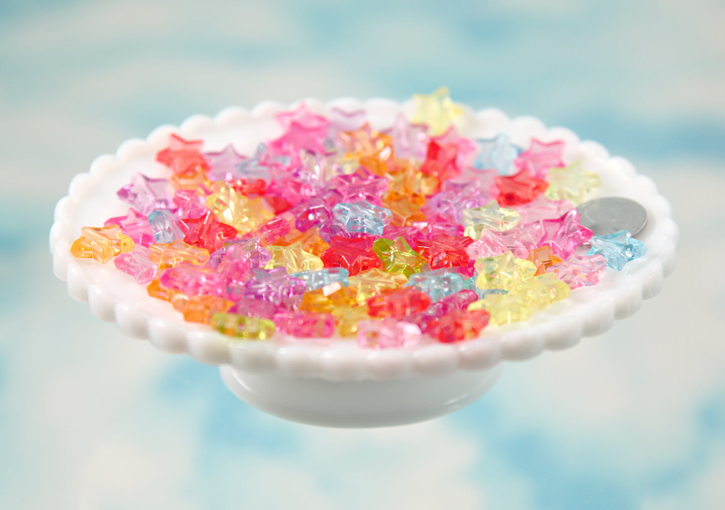 Transparent Star Beads - 14mm Colorful Transparent Star Acrylic or Resin Beads - 100 pcs set