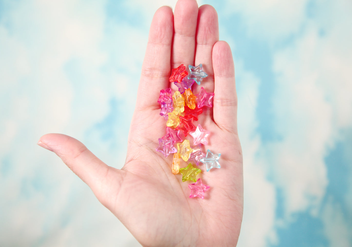Transparent Star Beads - 14mm Colorful Transparent Star Acrylic or Resin Beads - 100 pcs set