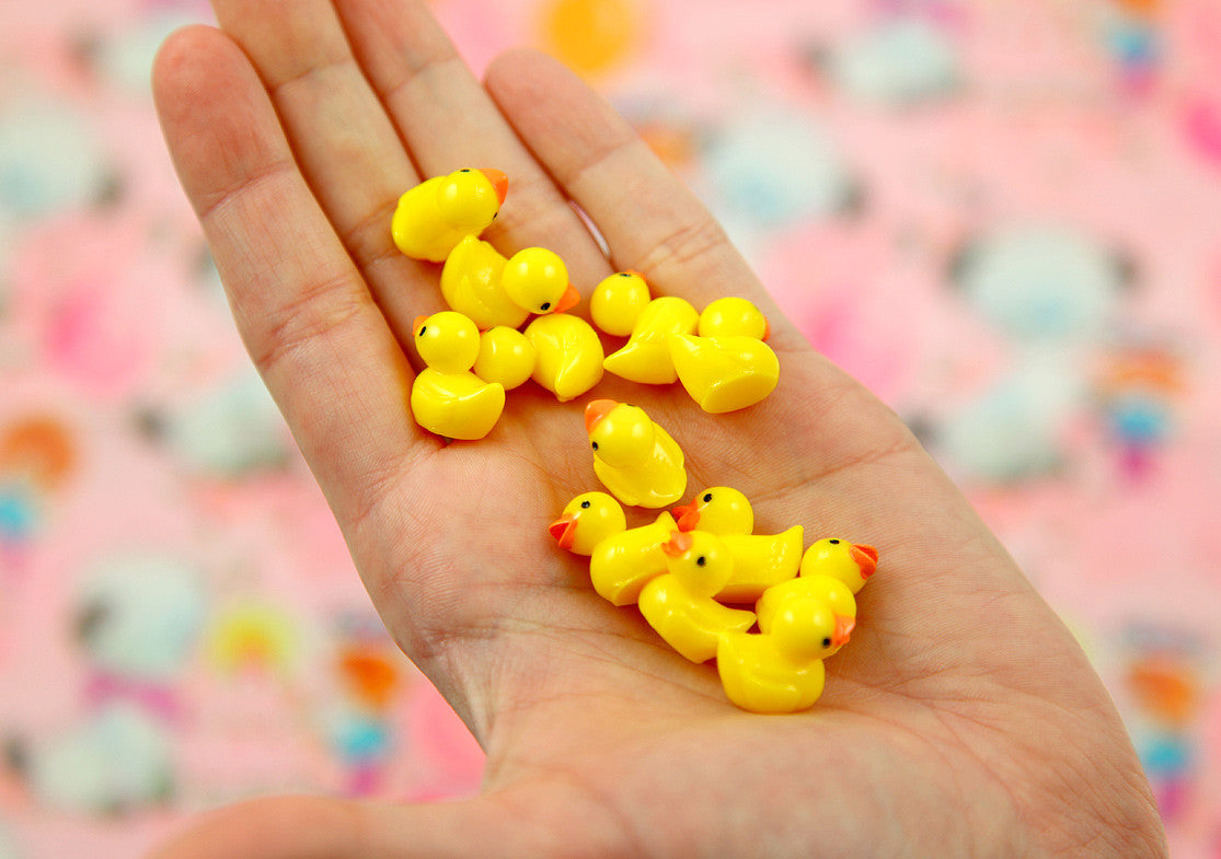 18mm Tiny Adorable Miniature Rubber Ducky - Little Toy Duck 3d Mini Resin Cabochons - 6 pc set