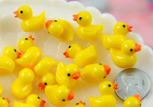 18mm Tiny Adorable Miniature Rubber Ducky - Little Toy Duck 3d Mini Resin Cabochons - 6 pc set