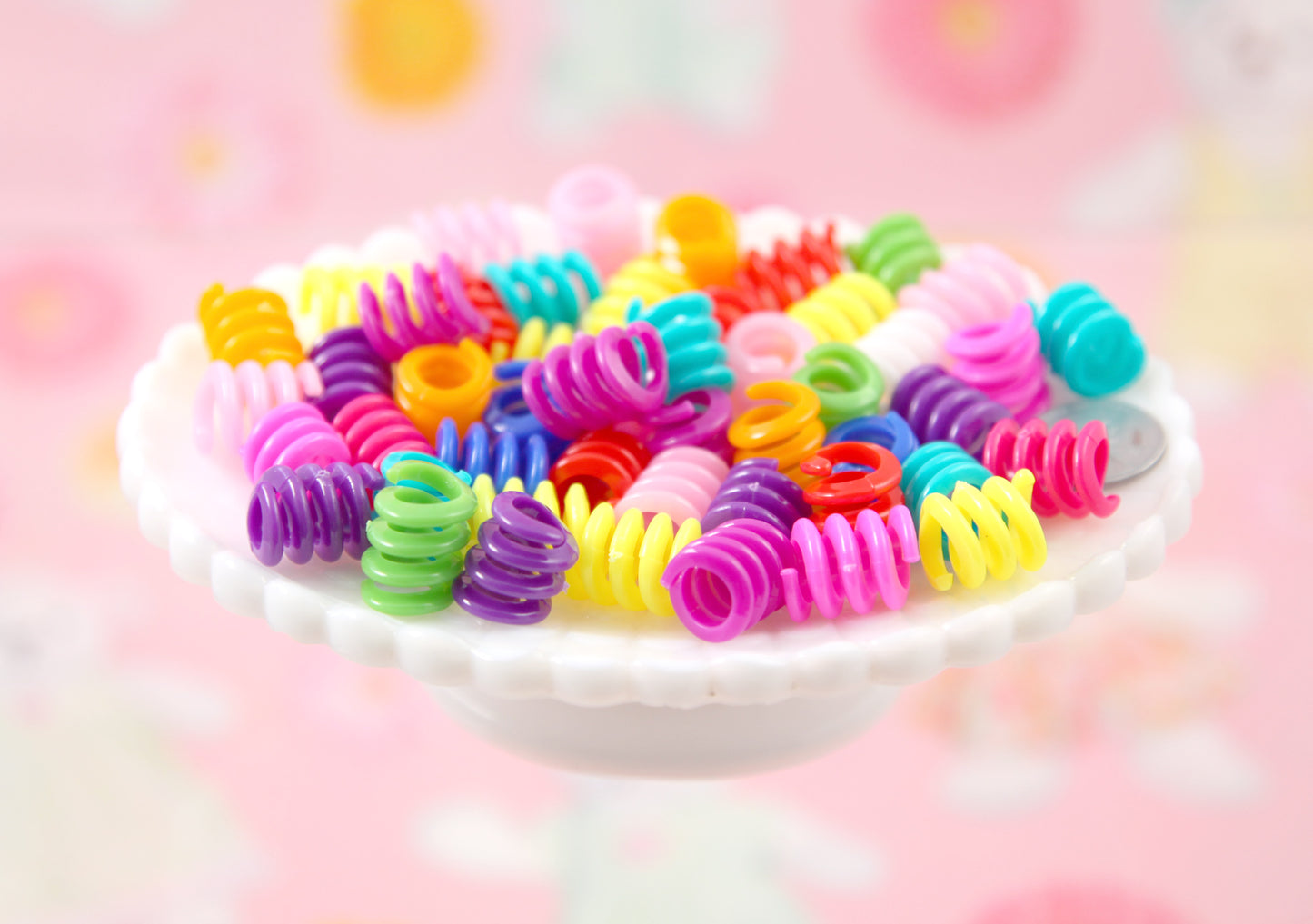 Spiral Beads - 17mm Spring Shape Curly Spiral Acrylic or Plastic Beads - 50 pcs set