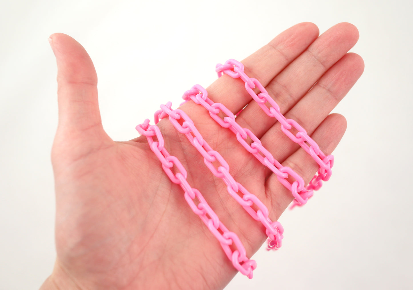 Plastic Chain - 14mm Bright Pink Acrylic or Plastic Chain - 15 inch length / 38 cm length - 3 pcs set