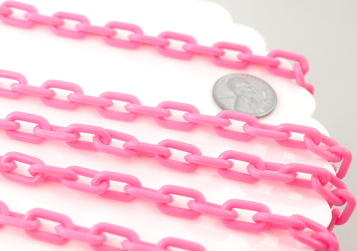 Plastic Chain - 14mm Bright Pink Acrylic or Plastic Chain - 15 inch length / 38 cm length - 3 pcs set