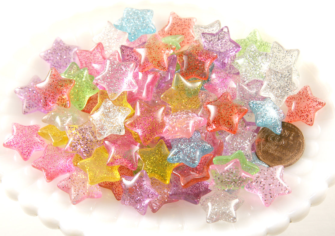 15mm Candy Star Resin Cabochons - 28 pc set