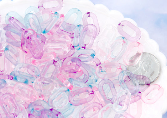 Pastel Plastic Chain Links - 15mm Pastel Transparent Colorful Plastic or Acrylic Chain Links - Mixed Colors - 200 pc set