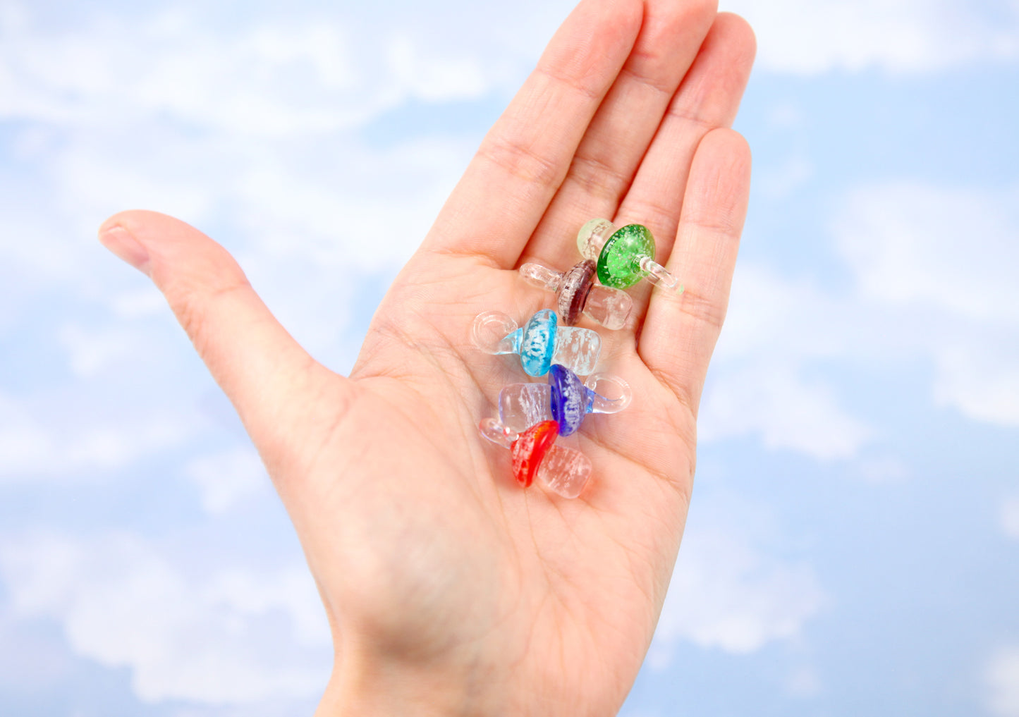 Glow Mushroom Charms - 25mm High Quality Glass 3D Glow in the Dark Mushrooms Charms - 5 pcs set