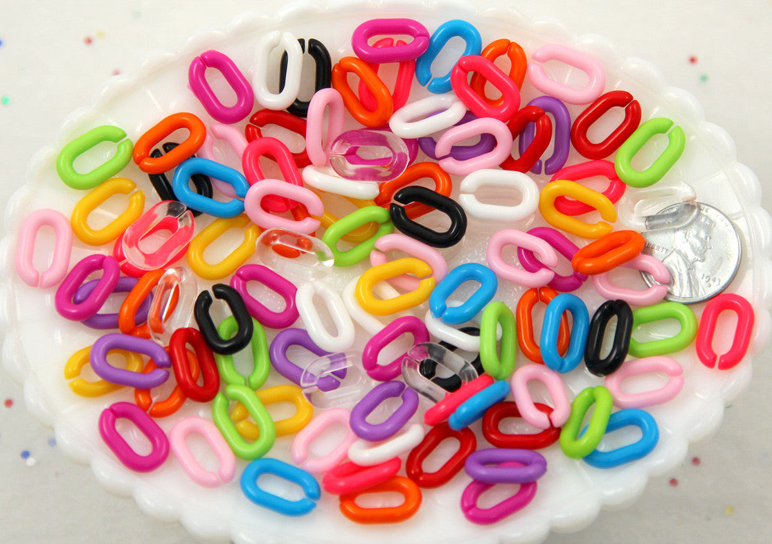 15mm Bright Colorful Plastic or Acrylic Chain Links - Mixed Colors - 2