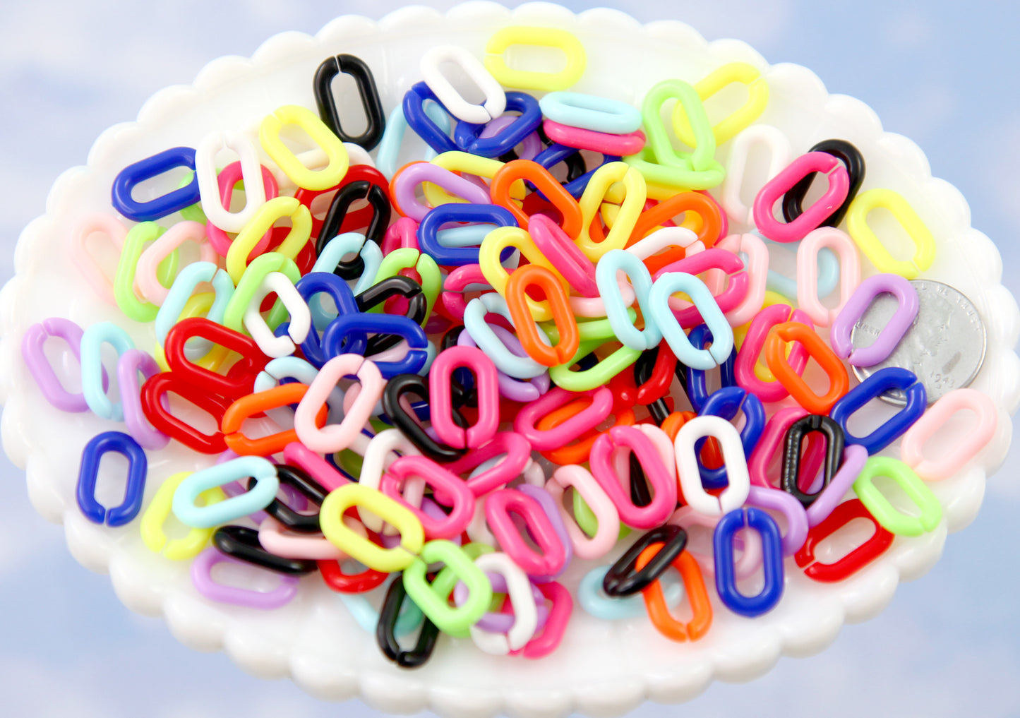 15mm Colorful Plastic or Acrylic Chain Links - Colorway #2 - 200 pc set