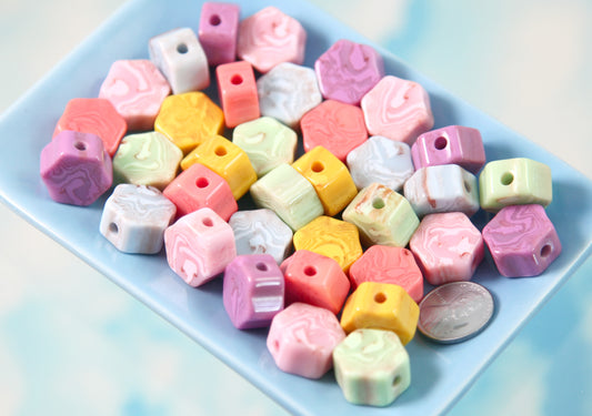 Resin Beads - 17mm Pastel Hexagon Resin Beads - 24 pc set